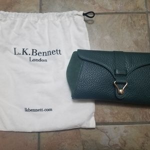 NEW LK Bennett Leather and Suede Green Clutch